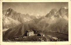 Plano Chamonix Praz de la POSTAL de la VENDIMIA y agujas
