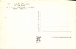 VINTAGE POSTCARD International exhibition Paris 1937 Gardens and basins of Trocadero Houses of Norway and Germany