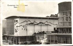 VINTAGE POSTCARD International exhibition Paris 1937 Houses of Belgium and Switzerland