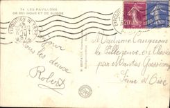 VINTAGE POSTCARD International exhibition Paris 1937 Houses of Belgium and Switzerland