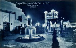 VINTAGE POSTCARD Paris Fair of Decorative Arts Seen Of Night Garden