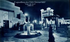 CPA Paris Exposition des Arts Decoratifs Vue De Nuit Jardin