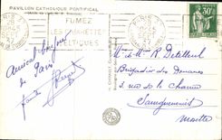 VINTAGE POSTCARD Paris International exhibition 1937 pontifical catholic House