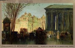 VINTAGE POSTCARD Paris Places and Church of the Madeleine