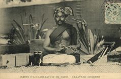 VINTAGE POSTCARD Paris Zoological gardens Indian Caravan Elephant