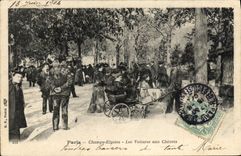 VINTAGE POSTCARD Paris Champs Elysées Cars With the Goats Goat TOP