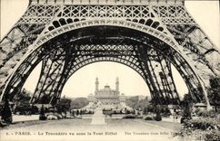 CPA Paris Le Trocadero Vu Sous la tour Eiffel