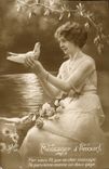 VINTAGE POSTCARD Messager of Love By without wire that ee dear message Femme dove
