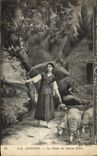 VINTAGE POSTCARD Lenpeveu Fantasy vision of Jeanne d' Arc Sheep