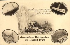 CPA Fantaisie Journees nationales Juillet 1929 Lorette Dormans Douaumont Vieil Armand Militaria