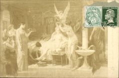 VINTAGE POSTCARD Fantasy Woman Queen couronee Angel