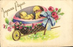 CPA Fantaisie Paques Poussins 