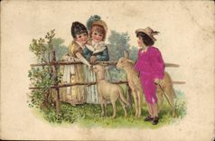 CPA Fantaisie Enfants Moutons