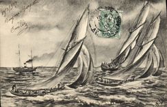 CPA Fantaisie Bateaux Voilies