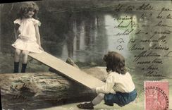 CPA Fantaisie enfants Balancoire