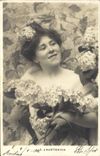 VINTAGE POSTCARD Fantasy Woman the hydrangea