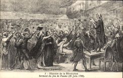 VINTAGE POSTCARD History of the revolution Oath of the play of palm June 20th, 1789