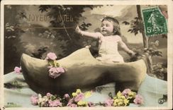 CPA Fantaisie Enfant Sabot Noel 