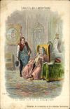 CPA Fantaisie Fables de Lafontaine Le savetier et le financier 