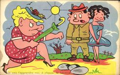 VINTAGE POSTCARD Fantaisie Humor I will teach me to you has to drive out the woodcock Chasse Hunter