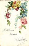 CPA Myosotis Ne m'oubliez pas Rose Jaune Infidelite Fleurs 