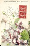 CPA Recu votre carte mille fois merci Fleurs