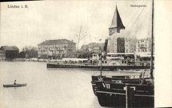 VINTAGE POSTCARD Lindau Hafenpartie Boats