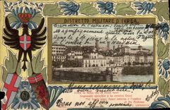 VINTAGE POSTCARD Distretto Militare D' Ivrea Militaria Lion Eagle