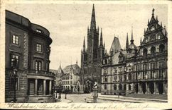CPA Wiesbaden Schlossplatz mit Rathaus