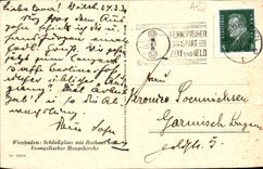 VINTAGE POSTCARD Wiesbaden Schlossplatz put Rathaus