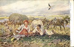 VINTAGE POSTCARD J kossak Na Stepach On the steppe