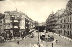 VINTAGE POSTCARD Baden Baden Leopoldsplatz und Sophienallee Victoria Hotel