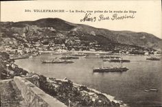 CPA Villefranche La Rade Vue Prise de la Route de Nice Bateaux