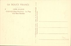 VINTAGE POSTCARD Cannes the Beach and the Mount Knight