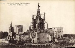 POSTAL Avignon de la VENDIMIA la torre de Jacquemart y el paladar de los papas