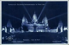 VINTAGE POSTCARD Fair Colonial International of Paris 1931 Angkor Vue of night