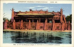 VINTAGE POSTCARD Fair Colonial International Of Paris 1931 AOF the indigenous restaurant