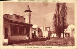 VINTAGE POSTCARD Fair Colonial International Paris 1931 Tunisian Section the coffee Moor