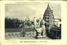 CPA Exposition Coloniale Internationale Paris 1931 Temple d'angkor Vat Lion et tour 