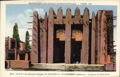 VINTAGE POSTCARD Fair Colonial International Paris 1931 AOF the indigenous mosque