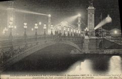 VINTAGE POSTCARD Fair Decennial Of the Car General Illumination Of the Bridge Alexandre And the Esplanade Of the Invalids