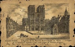 CPA Vieux Paris L'Eglise Et Le Parvis Notre Dame en 1637