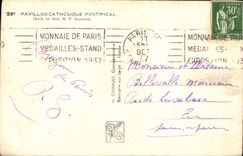 VINTAGE POSTCARD International exhibition Paris 1937 Pontifical Catholic House