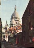 VINTAGE POSTCARD Paris While Strolling Montmartre the Basilica Seen Of the Street Of the Knight Of the Bar
