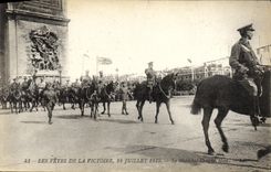 Festivales de la POSTAL de la VENDIMIA Victoire del 14 de julio de 1919 el mariscal Militaria de Douglas