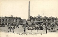 VINTAGE POSTCARD Paris Places Harmony the Fountains And the Obelisk Places Harmony