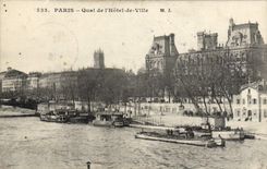 VINTAGE POSTCARD Paris Quay Of the Town hall
