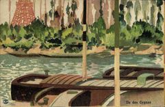 VINTAGE POSTCARD Paris Island Of the Swans Eiffel Tower