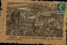 VINTAGE POSTCARD Paris View Of Large Chatelet Of the Bridge To the Miller And the Bridge To the Exchange