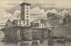 CPA Vieux Paris La Pompe Notre Dame en 1852